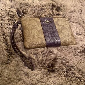 Coach Small Wristlet In Signature Canvas